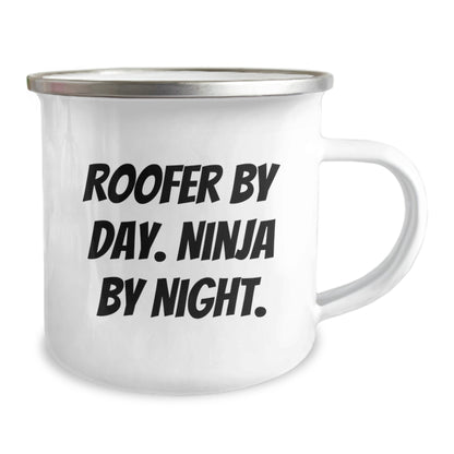 Roofer Gifts, Funny Quote, Unique Camping Mug for Graduation, Gifts from Family to Roofer By Day. Ninja By Night. - Image 2