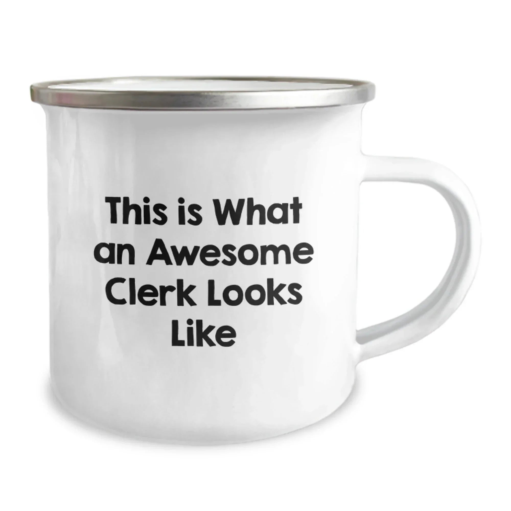 Funny Clerk Gifts, Christmas Unique Presents for Men, Women from Friends, Coworkers, Family - Camping Mug 'This Is What An Awesome Clerk Looks Like'