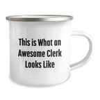 Funny Gifts for Clerk, Clerk Appreciation Camping Mug, This Is What An Awesome Clerk Looks Like Christmas Unique Gifts from Men to Clerk