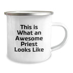 Funny Gifts from Men for Awesome Priest - Christmas Unique Priest Camping Mug with 'This Is What An Awesome Priest Looks Like' Quote - Stainless Steel, Enamel Finish