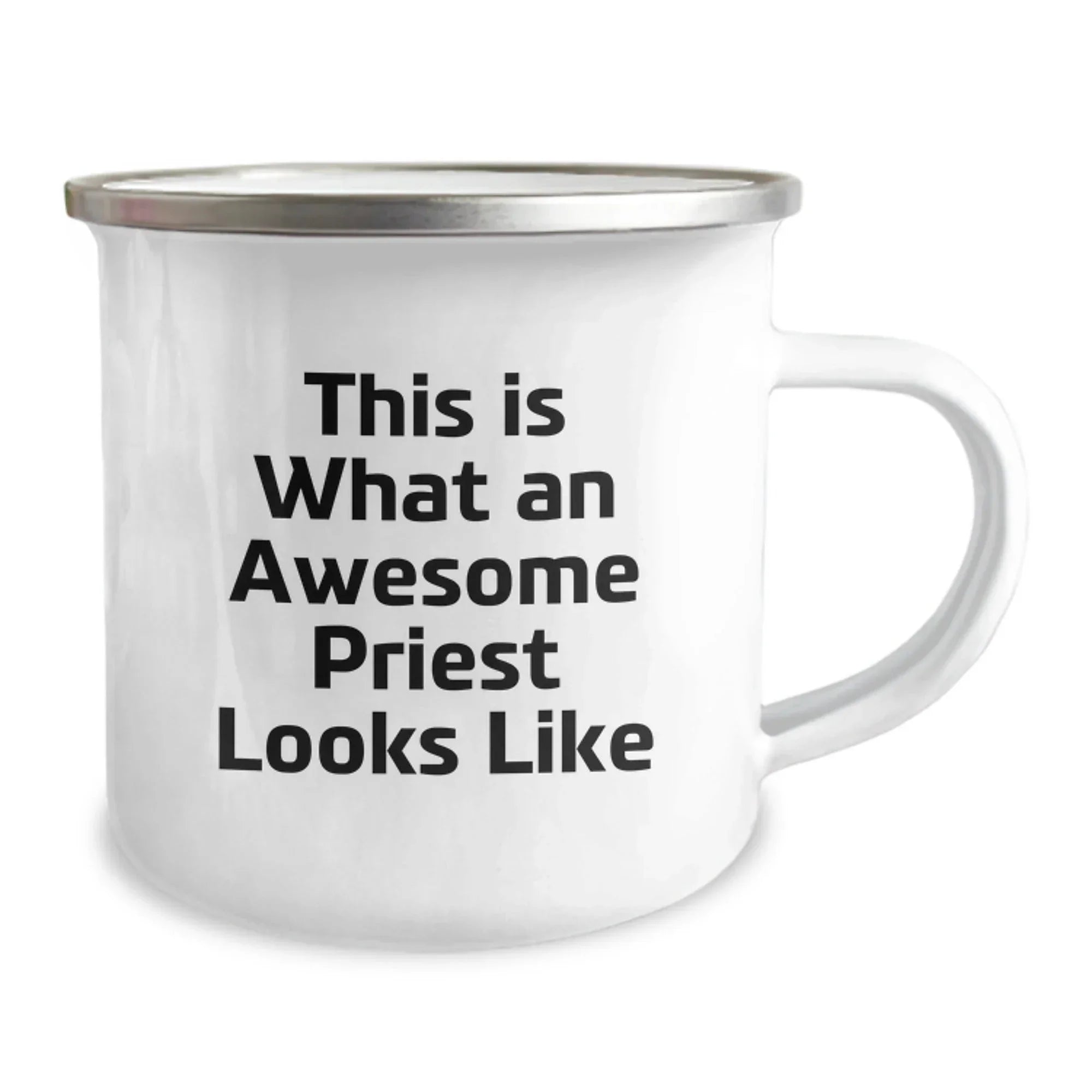 Funny Gifts from Men for Awesome Priest - Christmas Unique Priest Camping Mug with 'This Is What An Awesome Priest Looks Like' Quote - Stainless Steel, Enamel Finish