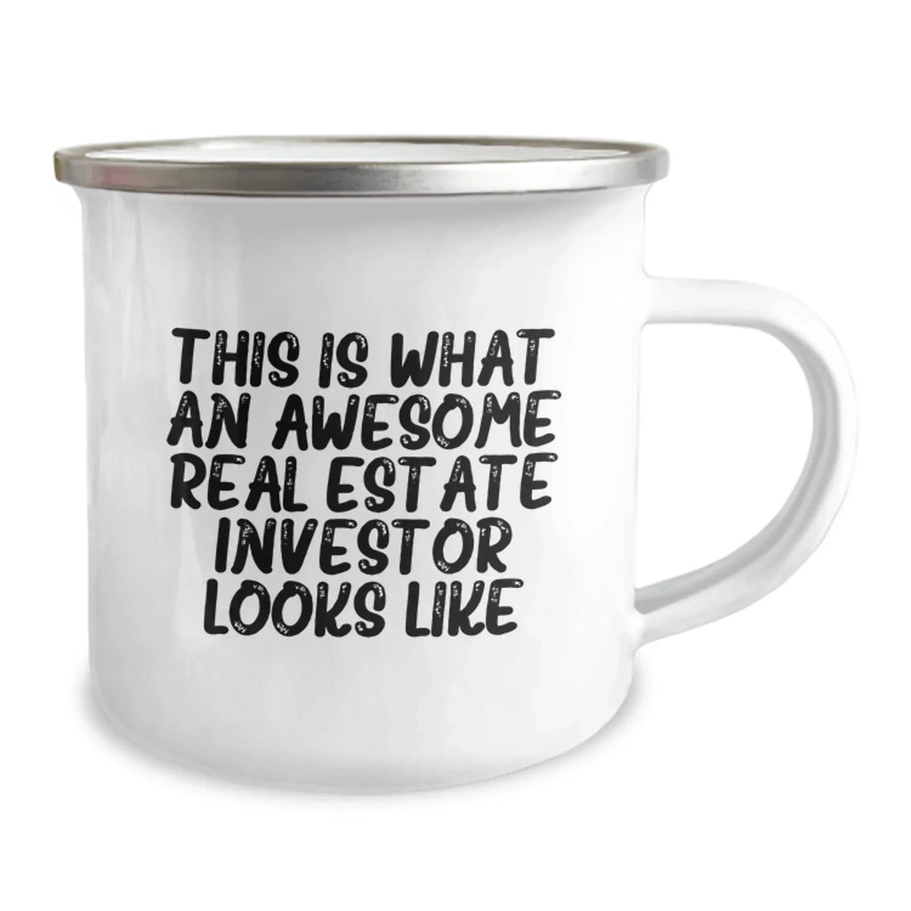 Funny Real Estate Investor Gifts for Men - Camping Mug with Inspirational Quote, Perfect Unique Christmas Memorable Presents from Friends or Family
