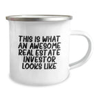 Funny Real Estate Investor Gifts for Men - Camping Mug with Inspirational Quote, Perfect Unique Christmas Memorable Presents from Friends or Family
