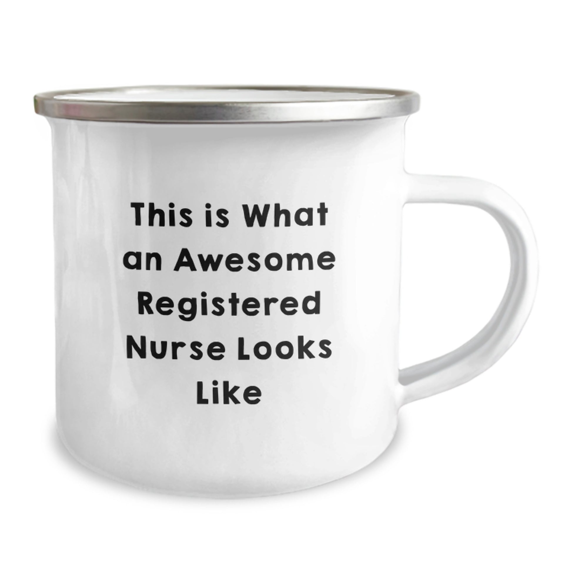 Funny Registered Nurse Gifts for Men, Women, Friends, Coworkers from Family - This Is What An Awesome Registered Nurse Looks Like Camping Mug - Image 2