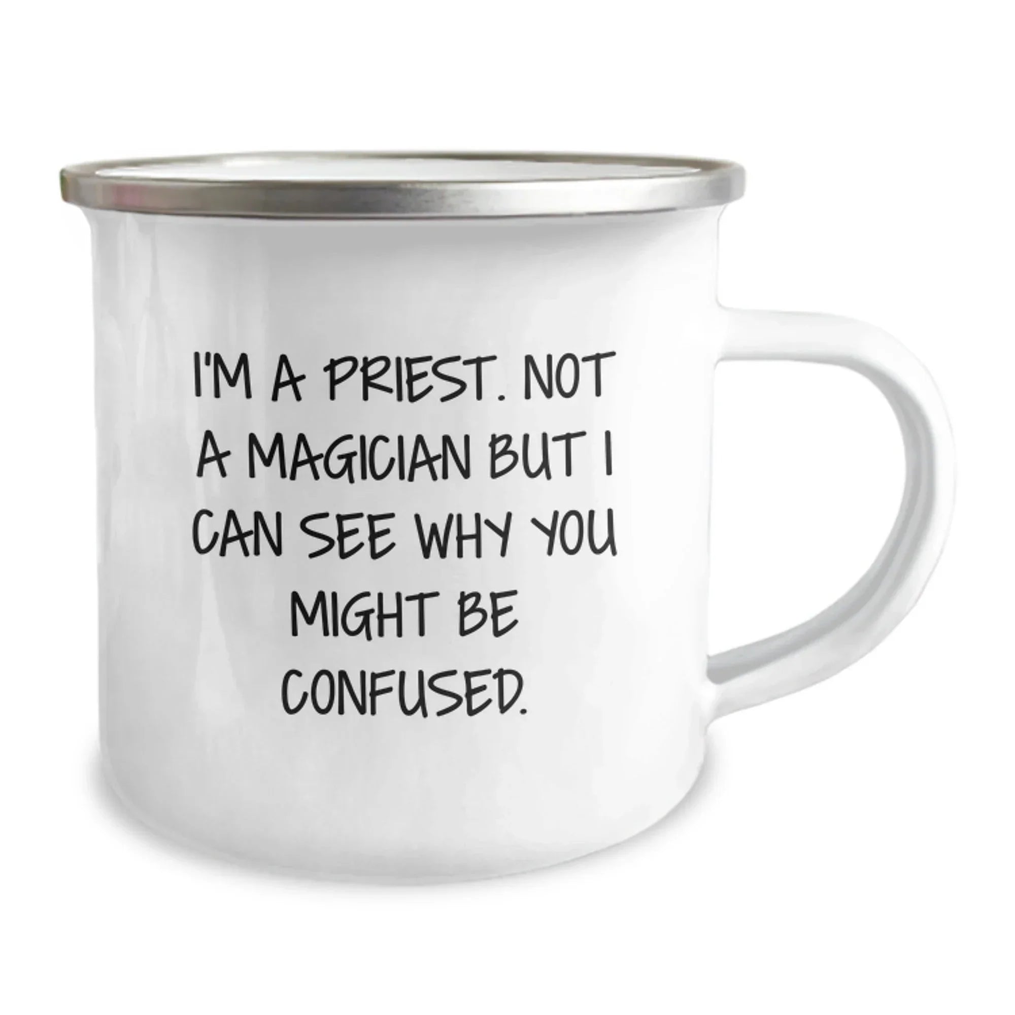 Funny Priest Gifts for Men, Priest Camping Mug with Christmas Quote, Unique Christmas Unique Gifts for Friends or Family