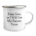 Funny Farmer Gifts for Mom - Keep Calm Or I Will Use My Farmer Voice Camping Mug - Unique Gifts from Family to Farmer Women - Image 2