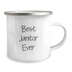Funny Janitor Quotes Camping Mug, Gifts from Friends and Family for Janitor's Graduation, Best Janitor Ever 12 oz Stainless Steel Mug