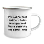 Funny Sales Manager Gifts for Men, 'I'm Not Perfect But I'm A Sales Manager And That's Basically The Same Thing' Christmas Unique Mugs for Coworkers