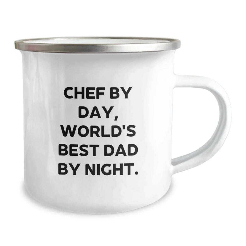 Chef By Day, World's Best Dad By Night. Funny Graduation Gifts for Chef Men, Camping Mug for Chef Friends, Unique Gifts from Mom, Dad, or Family
