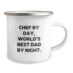 Chef By Day, World's Best Dad By Night. Funny Graduation Gifts for Chef Men, Camping Mug for Chef Friends, Unique Gifts from Mom, Dad, or Family