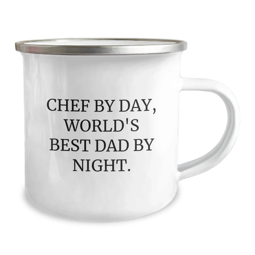 Funny Chef Gifts from Dad to Grad Chef By Day, World's Best Dad By Night., Camping Mugs for Men, Unique Graduation Gifts