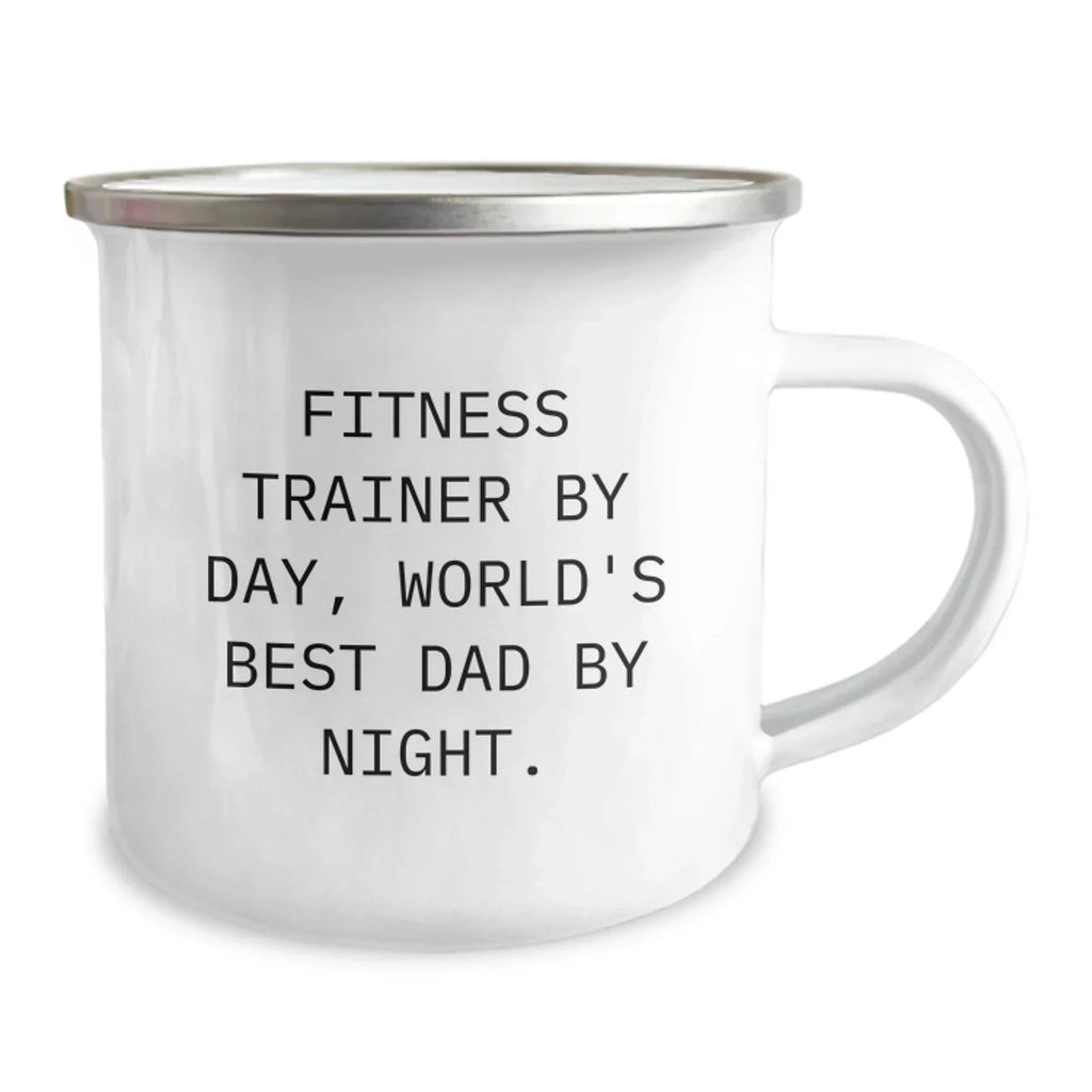 Fitness Trainer Christmas Unique Gifts from Dad to the World's Best Dad by Night, Funny Camping Mug for Fitness Trainer Enthusiasts, Fitness Trainer Lover Gifts for Men