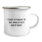 Flight Attendant Gifts from Men, Funny Camping Mug, Flight Attendant By Day, World's Best Dad By Night Christmas Unique Gifts