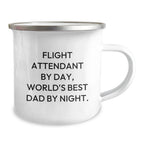 Flight Attendant Gifts from Men - Funny Camping Mug for Flight Attendant By Day, World's Best Dad By Night - Unique Christmas Unique Gifts for Friend Family Members