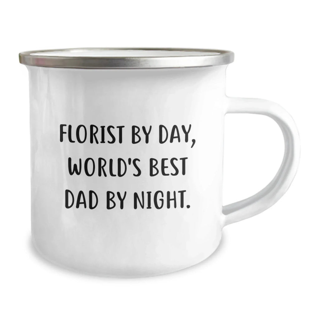Funny Florist Gifts from Dad - World's Best Dad By Night Christmas Unique Mugs for Florist