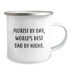 Funny Florist Gifts from Dad - World's Best Dad By Night Christmas Unique Mugs for Florist