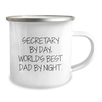 Funny Secretary Gifts from Dad, World's Best Secretary By Day, Unique Birthday Mug for Secretary, Camping Mug for Secretary - Image 2