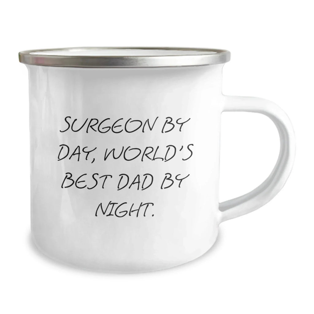 Funny Surgeon Gifts, Christmas Unique Presents for Surgeon By Day, World's Best Dad By Night, 12 oz Stainless Steel Camping Mug