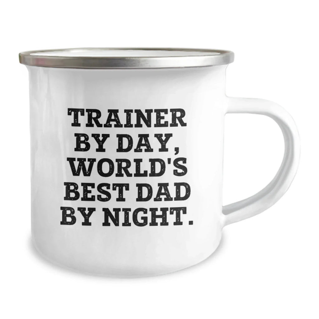 Funny Trainer Gifts from Loved Ones, Trainer By Day World's Best Dad Camping Mug, Valentine's Unique Ideas