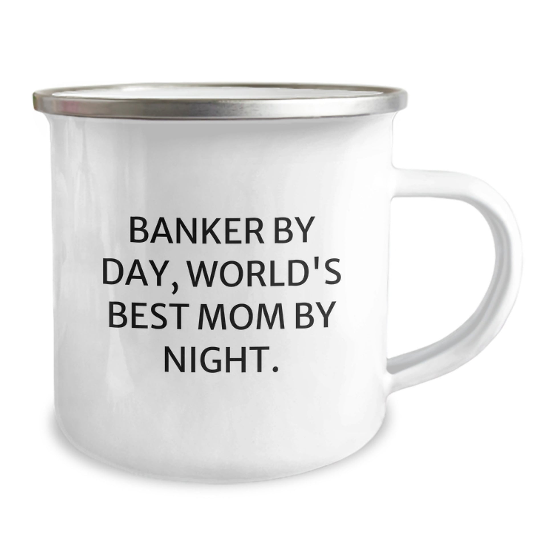 Funny Banker Gifts, Banker By Day, World's Best Mom By Night. Enamel Camping Mug for Birthday, Gifts from Family to Banker - Image 2