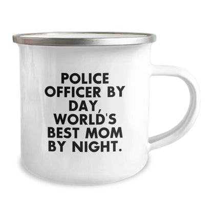 Police Officer Gifts from Friends and Family, Police Officer By Day, World's Best Mom By Night., Funny Camping Mug for Graduation - Image 2