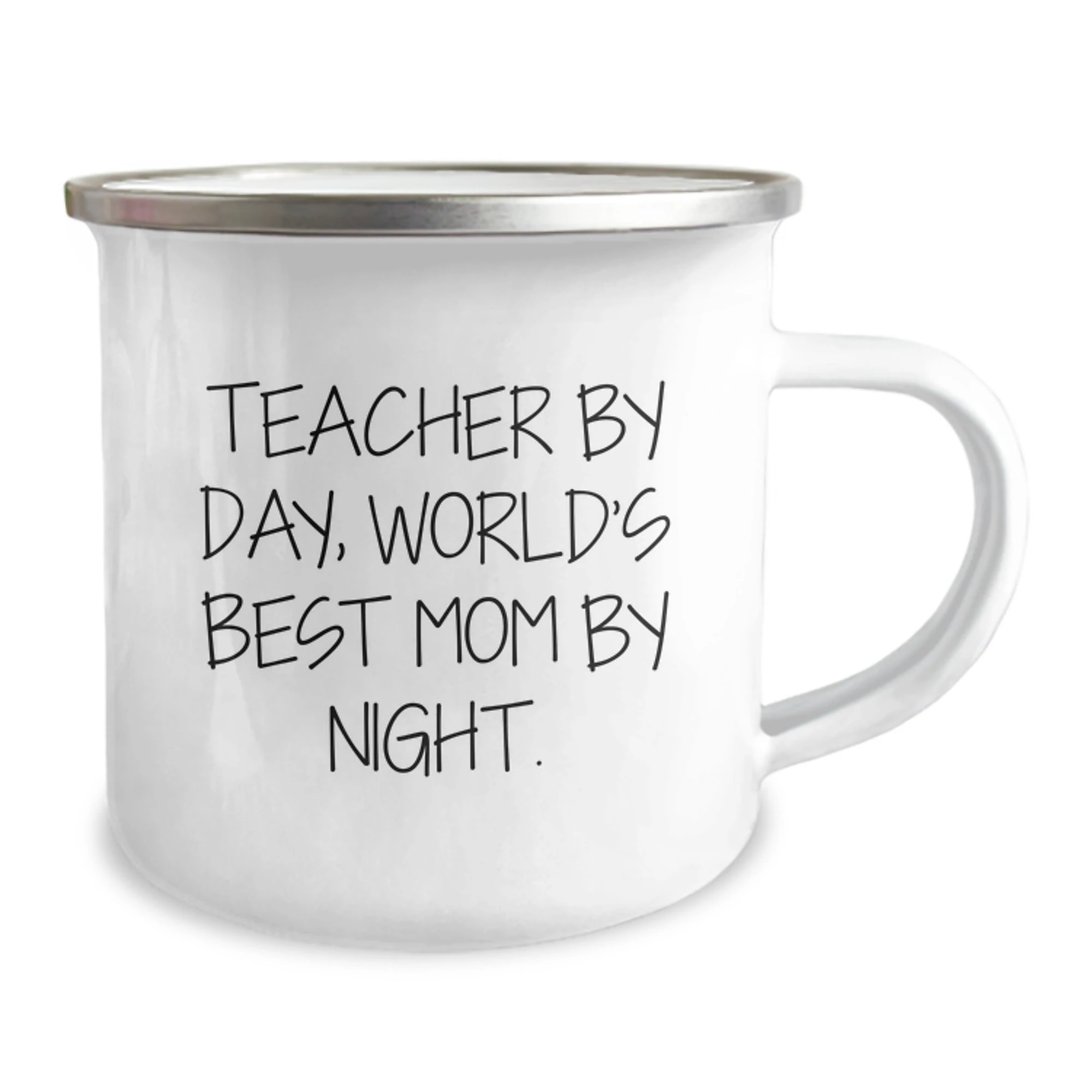 Teacher Gifts Funny Mugs By Day, World's Best Mom By Night Birthday Camping Mug, 12 oz Stainless Steel with Enamel Finish, Gifts from Mom to Teacher