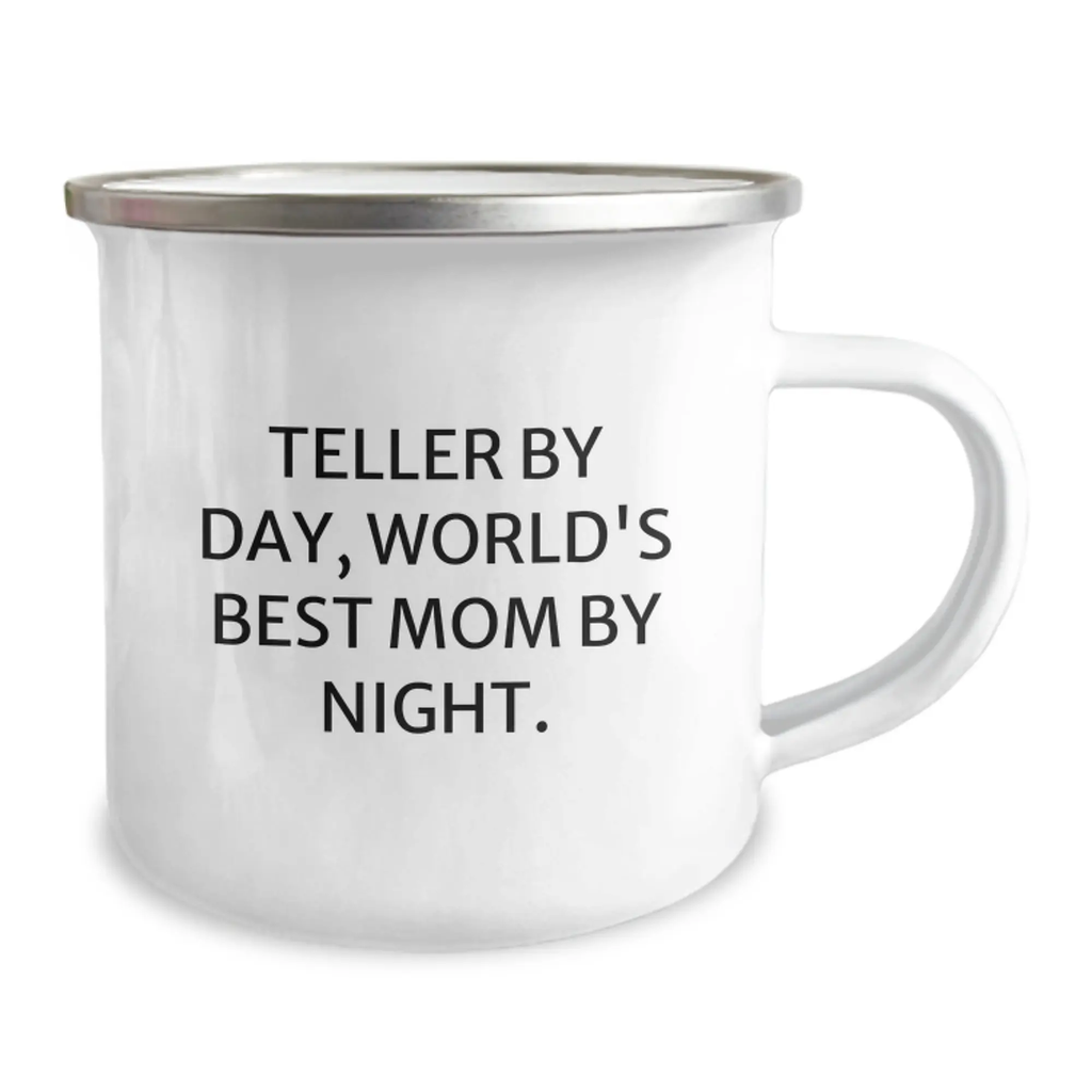Funny Teller Gifts for Teller, Birthday Unique Mugs from Mom to Teller, Teller By Day World's Best Mom By Night Camping Mug - Image 2