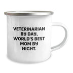Funny Veterinarian Gifts from Mom - World's Best Veterinarian By Day, Christmas Unique Mugs for Veterinarian Friends
