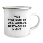 Funny Vice President Gifts from Friends - Vice President by Day, World's Best Mom by Night Camping Mug for Christmas Unique Gifts