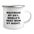 Funny Waitress Gifts, World's Best Mom Camping Mug for Christmas, Gifts from Family to Waitress, Unique Gifts for Waitress