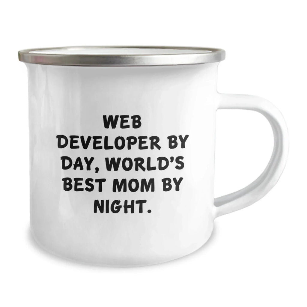 Funny Web Developer Gifts from Mom, Web Developer Unique Camping Mug, World's Best Mom Quote Christmas Unique Gifts for Men Women Friends Coworkers Family.