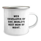 Funny Web Developer Gifts from Mom, Web Developer Unique Camping Mug, World's Best Mom Quote Christmas Unique Gifts for Men Women Friends Coworkers Family.