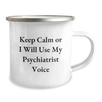 Funny Psychiatrist Gifts from Men Birthday Unique Gifts for Psychiatrist, Keep Calm Or I Will Use My Psychiatrist Voice, Camping Mug for Psychiatrist Friends - Image 2