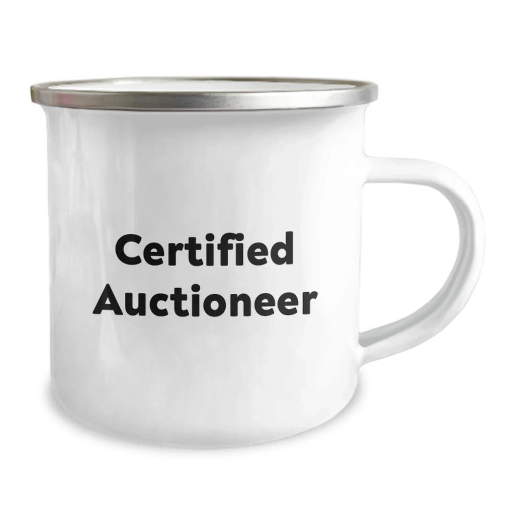 Auctioneer Gifts from Friends, Funny 'Certified Auctioneer' Camping Mug for Birthday