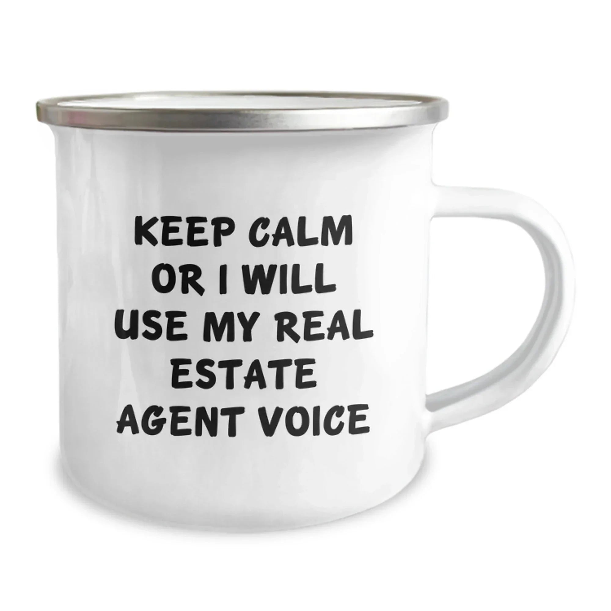 Funny Real Estate Agent Gifts, Camping Mugs, Keep Calm Or I Will Use My Real Estate Agent Voice, Unique Christmas Unique Gifts from Friends to Real Estate Agent Men