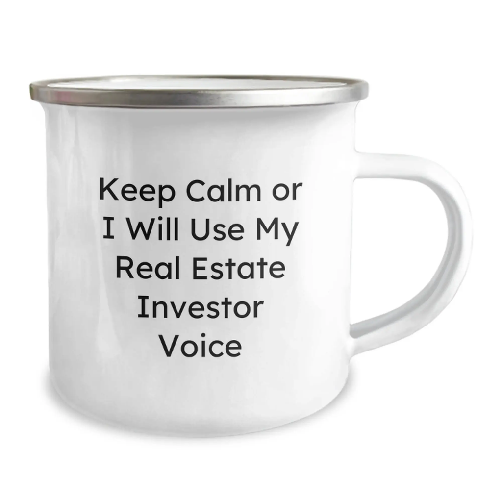 Funny Real Estate Investor Gifts for Mom's Special Day, Camping Mug for Her Love of Houses, Keep Calm Or I'll Use My Real Estate Investor Voice - Image 2
