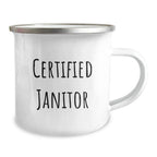 Funny Janitor Gifts from Friends, Christmas Unique Mugs for Janitor, Camping Mug Quote 'Certified Janitor, I'm Not Lazy I'm Just on Energy Saving Mode'