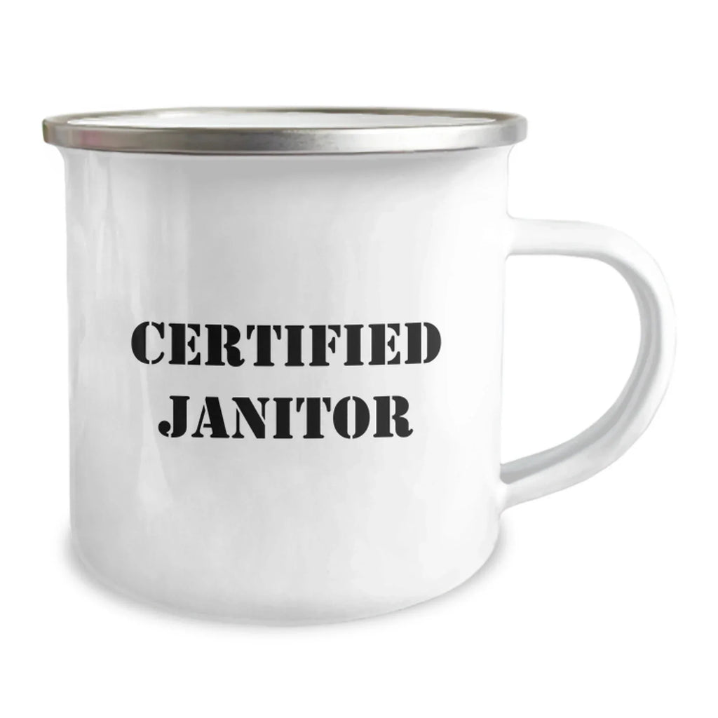 Funny Janitor Mugs Gifts from Family - Certified Janitor Valentine's Camping Mug