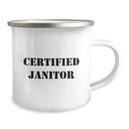 Funny Janitor Mugs Gifts from Family - Certified Janitor Valentine's Camping Mug