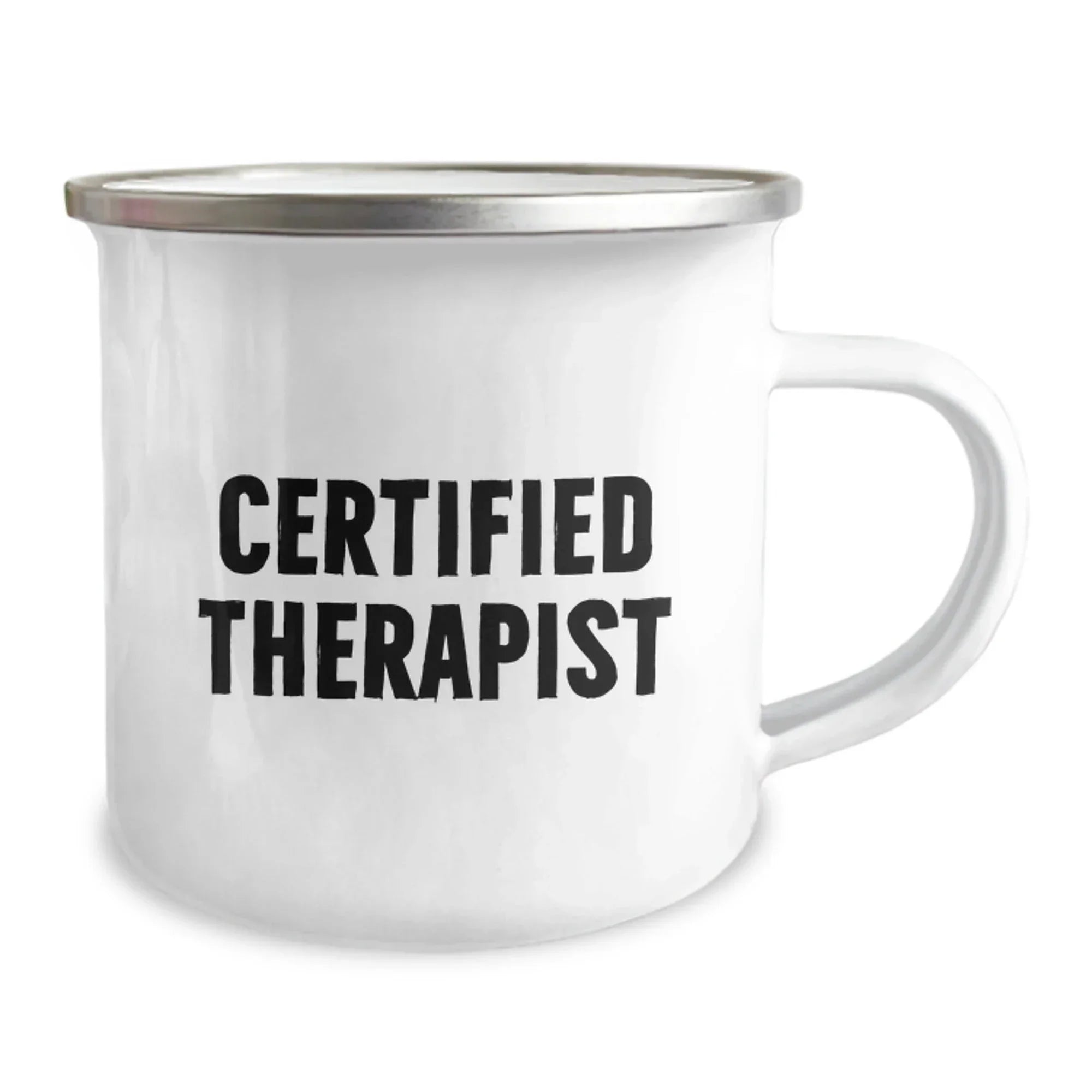 Funny Gifts from Friends to Therapist Birthday Unique Camping Mug, 'Life is a Hike', Certified Therapist, 12 oz Stainless Steel with Enamel Finish, Perfect for Therapist Gifts
