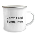 Funny Gifts from Family to Bonus Mom, Certified Bonus Mom Christmas Unique Gifts, Camping Mug for Women - 'Certified Bonus Mom' Print with Funny Christmas Design