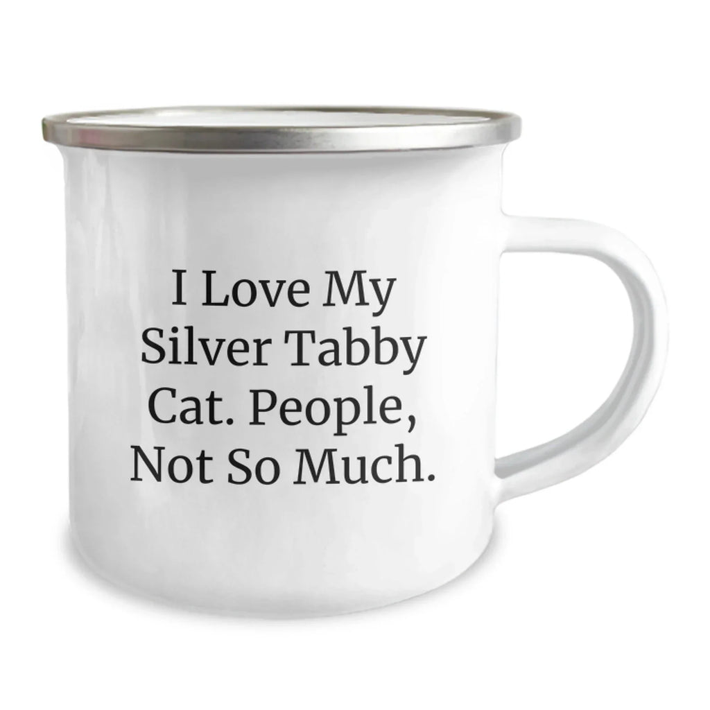 Funny Silver Tabby Cat Camping Mugs Gifts from Men for Silver Tabby Cat Lovers on Christmas Unique