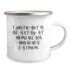 Funny Black and White Cat Gifts from Men, Unique Valentine's Gifts for Black and White Cat Mom, Camping Mug for Coffee Lovers, I Just Want To Be A Stay At Home Black And White Cat Mom