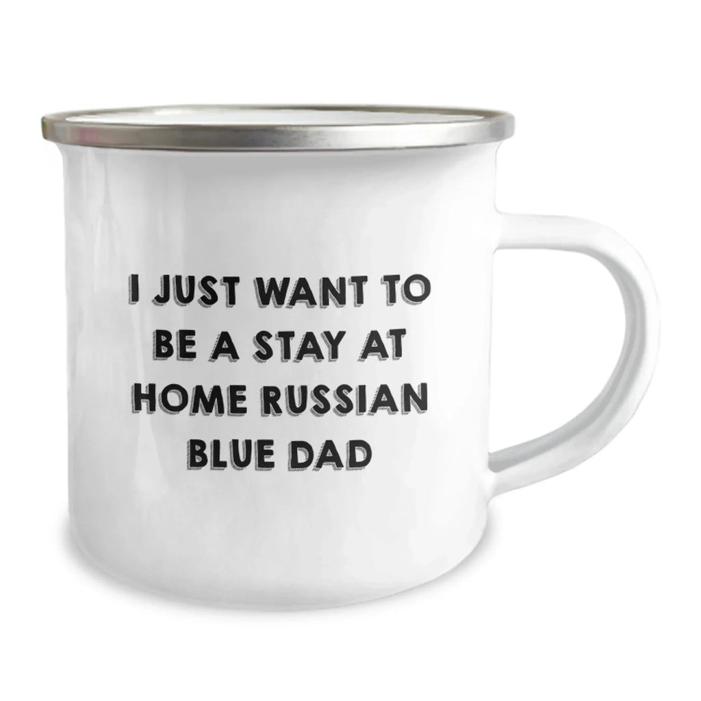 Funny Russian Blue Cat Gifts for Men from Dad to Russian Blue Cat Lover Camping Mug for Christmas Unique Presents
