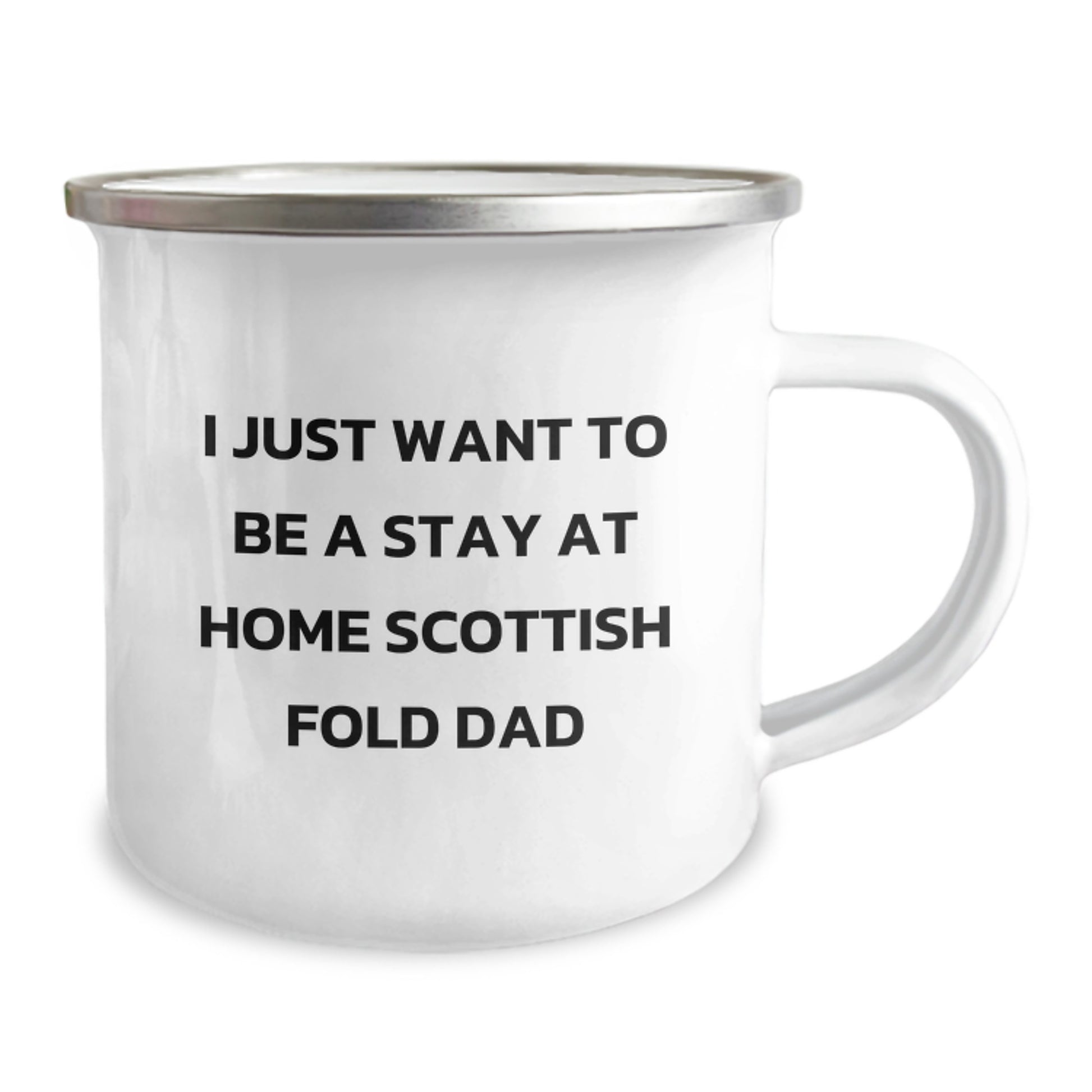 Funny Scottish Fold Cat Dad Camping Mug, 'I Just Want To Be A Stay At Home Scottish Fold Dad' - Gifts from Men to Scottish Fold Cat Lovers on Birthday - Image 2