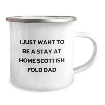 Funny Scottish Fold Cat Dad Camping Mug, 'I Just Want To Be A Stay At Home Scottish Fold Dad' - Gifts from Men to Scottish Fold Cat Lovers on Birthday - Image 2