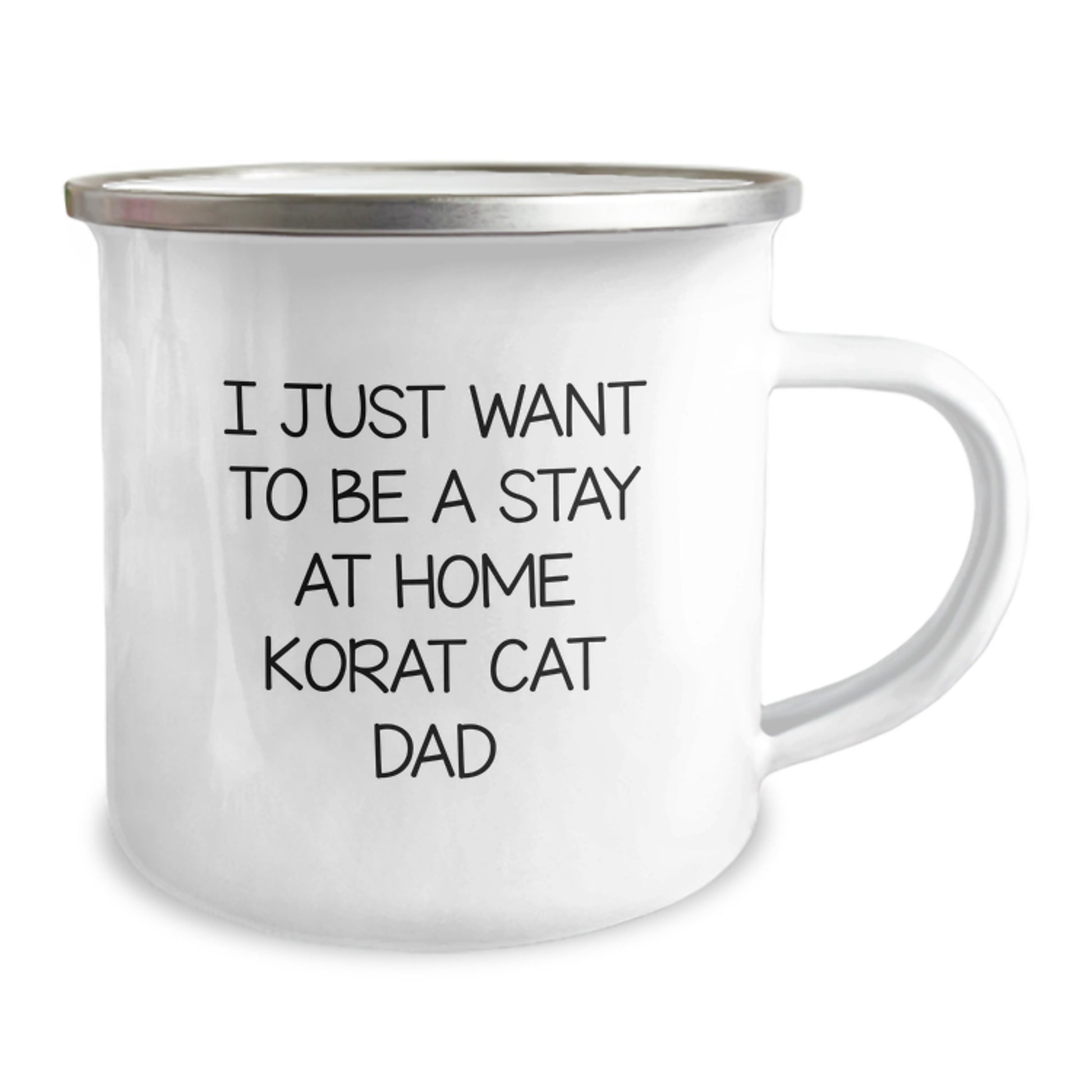 Funny Korat Cat Dad Gifts, I Just Want To Be A Stay At Home Korat Cat Dad, Camping Mug for Birthday Unique Gifts from Men to Korat Cat Lovers, 12 oz Stainless Steel Enamel Finish - Image 2