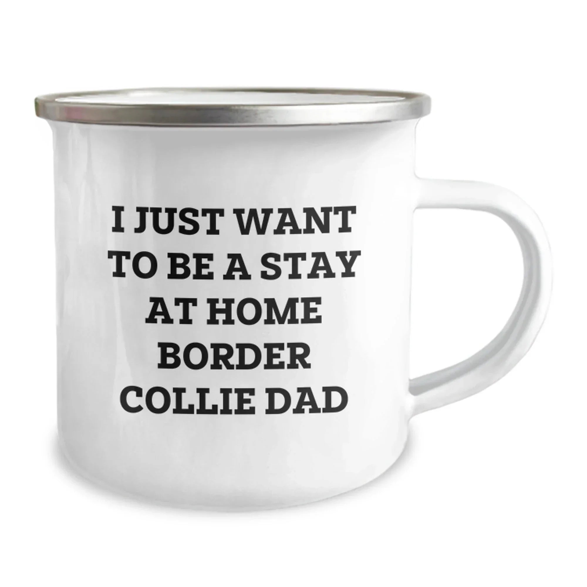Funny Border Collie Dog Lover Gifts from Dad to Men for Graduation, I Just Want To Be A Stay At Home Border Collie Dad Quote on 12 oz Camping Mug