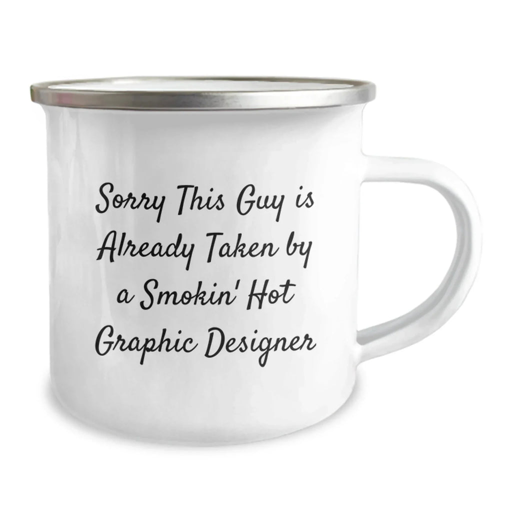 Funny Graphic Designer Gifts for Him, Smokin' Hot Graphic Designer Camping Mug, Unique Christmas Unique Gifts from Friends to Family