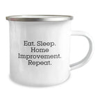 Funny Home Improvement Camping Mug Gifts for Home Improvement Enthusiasts from Family - Eat. Sleep. Home Improvement. Repeat.